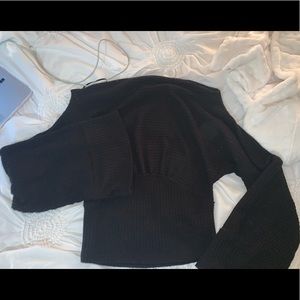 Black off the shoulder free people sweater